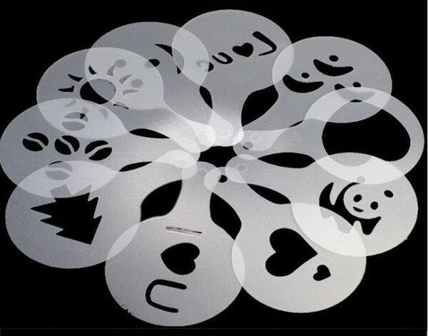 16 pieces Plastic pull flower mold Fancy milk coffee printing model foam spray templates