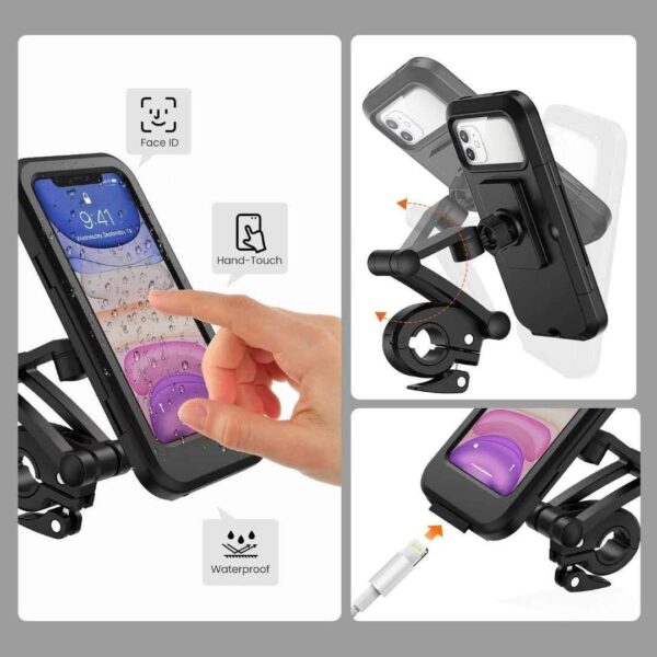 360° Degree Bicycle Motorcycle Phone Holder For Google Maps Navigation Waterproof Mirror Mount Magnetic Rear View Handlebar Stand Case